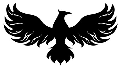 Obraz premium Majestic Phoenix Silhouette with Extended Wings Symbolizing Rebirth and Empowerment