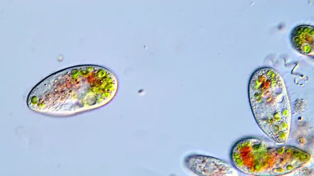 Small Ciliates protozoa under microscopy view 