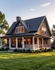 Fototapeta premium Quaint farmhouse in a grassy yard