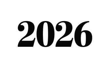 Bold vector illustration of the year 2026 in elegant black font scalable eps silhouette vector illustration white background