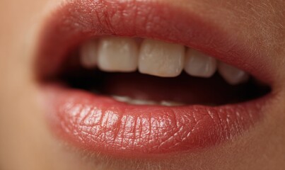 Fototapeta premium Close-up of a woman's smiling lips