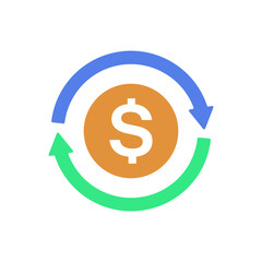Obraz premium Dollar Money Exchange Currency Conversion Flat Icon