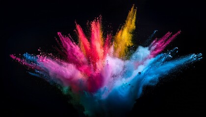 colored powder explosion on black background