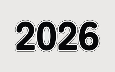 Year 2026 bold number illustration vector graphic scalable eps file silhouette vector illustration white background