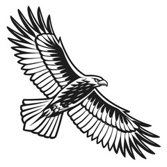 Obraz premium A minimalist stylized black and white line drawing of a bird in flight perfect for graphic design projects
