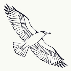 Obraz premium Minimalist vector illustration of a single bird in graceful flight against a clean background ideal for nature or freedom themes