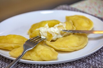 The best, most perfect, and most traditional Ukrainian food, known as perohê or pierog. Typical Christmas food. Mother's food. A fond memory.