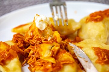 The best, most perfect, and most traditional Ukrainian food, known as perohê or pierog. Typical Christmas food. Mother's food. A fond memory.