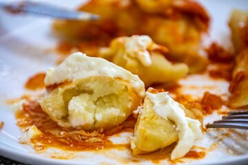 The best, most perfect, and most traditional Ukrainian food, known as perohê or pierog. Typical Christmas food. Mother's food. A fond memory.
