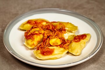 The best, most perfect, and most traditional Ukrainian food, known as perohê or pierog. Typical Christmas food. Mother's food. A fond memory.