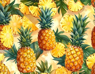 Pineapple pattern on a beige background