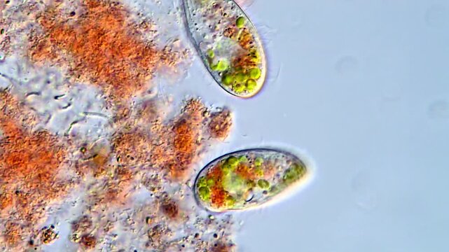 4K video, Movement of protozoa under microscope 
