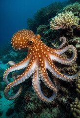 Photo Octopus camouflaged on ocean floor, detailed textures
