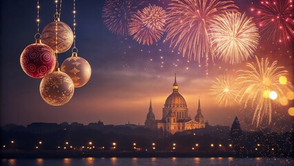 Abstract Neon Fireworks and Colorful Wave Light Festival Background —AI GENERATED  