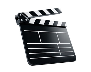 Fototapeta premium Classic movie clapperboard isolated on transparent cutout background