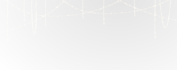 Christmas garland isolated on transparent background. Glowing colorful light bulbs with sparkles.Xmas, New Year, wedding or Birthday decor. Party event decoration. Winter holiday season element.	
