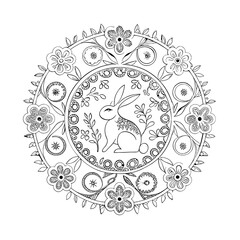 Floral Easter Bunny Silhouette.eps