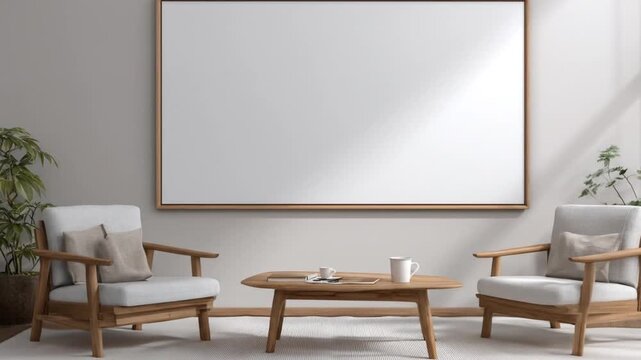 Modern room with empty canvas