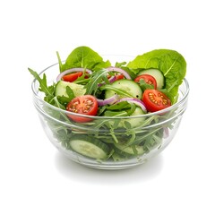 Healthy Fresh Mixed Green Salad in Glass Bowl