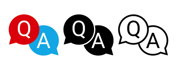 Questions and Answers icon with different styles for frequently asked questions concepts in websites, design, logo, app, template, ui, etc.