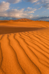 Endless Sahara Desert dunes in Morocco – rolling sand hills and breathtaking desert landscape in North Africa