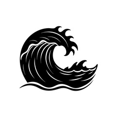 vector silhouette of turbulent wave  monochrome 