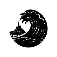 powerful tsunami silhouette  clean vector 