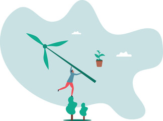 Business going green, environment eco friendly in climate change crisis or sustainability .about a man and his life.