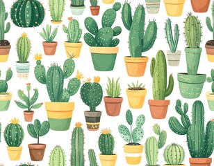 Cute cactus pattern in pots