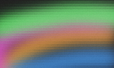Vibrant Glitch Art Background with Gradient of Green Pink Orange and Blue Noise
