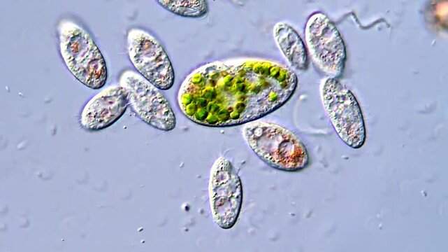 Movement of Protozoa Ciliate under DIC microscope 