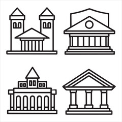 buildings vector icon set outline
