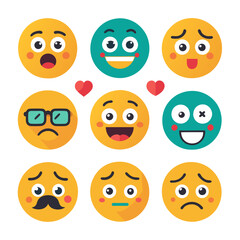 Expression diversity of flat design emoji in a grid