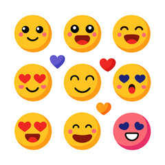Set of colorful flat design emoji vector illustration concept