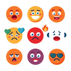 Collection of colorful and diverse emoji vector characters set