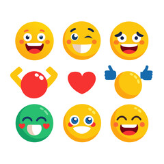 Brightly colored emoji icons expressing various feelings and emotions