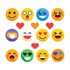 Collection of diverse and colorful emoji icons for digital communication