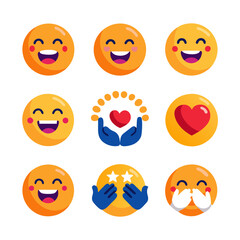 Collection of Cute Smiling Emoji Illustrations on White Background