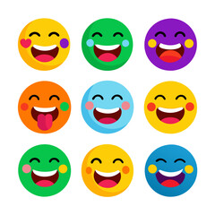 Fototapeta premium Collection of colorful and cheerful cartoon emoji faces
