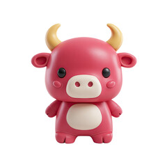 Fototapeta premium Cute Red Cartoon Bull 3D Render.