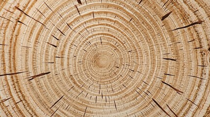 Fototapeta premium Close-up of a tree trunk showing the tree's rings, cracks, and texture.