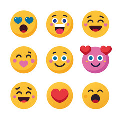 Collection of nine playful emojis with diverse facial expressions