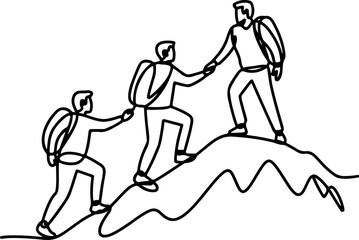 Obraz premium Innovative Team Climbing Helping Hands to Achieve Peak Success and Growth Together