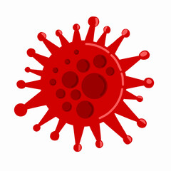 Virus cells or bacteria molecule. Pathogen microbiology cell icon isolated. Red virus cell vector icon