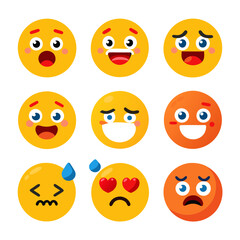 Collection of vector emoji icons expressing various facial expressions