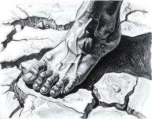Bare foot on cracked earth (1)