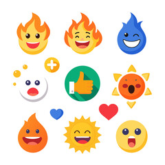 Collection of emoji icons with diverse expressions on white background