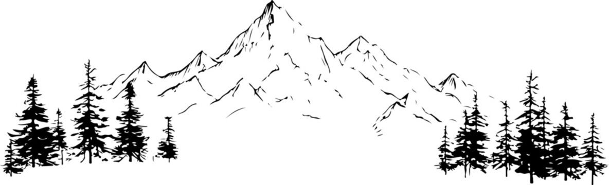 "Forest and Peaks Silhouette"