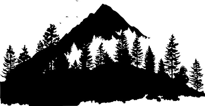 "Forest and Peaks Silhouette"