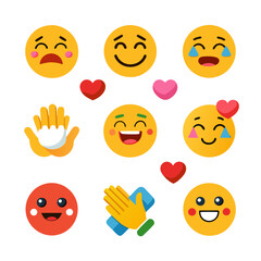 Fototapeta premium Collection of bright emoji icons expressing different human emotions